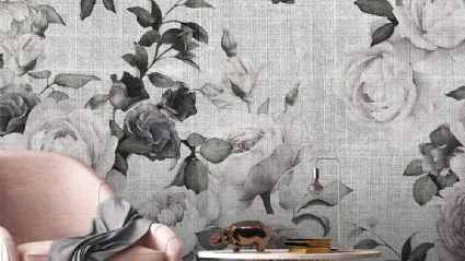 Carta da parati con grandi motivi floreali Flammingo di Adriani e Rossi