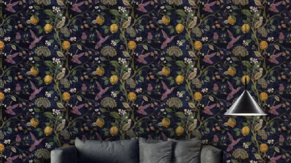 Carta da parati Lemons and birds di Adriani e Rossi