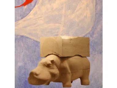 Pouf Hippo Wagon Wood in legno di Adriani e Rossi