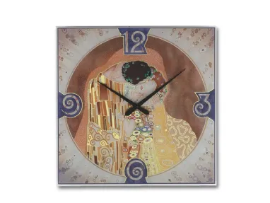 Orologio in cristallo temperato con serigrafia artistica Il Bacio di Adriani e Rossi