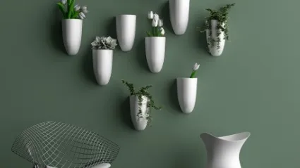 Vasi multiuso a parete in ceramica bianca Kikibio di Adriani e Rossi