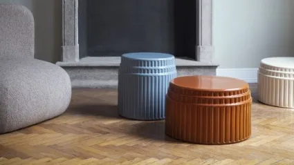 Tavolino di design in ceramica laccato lucido Kolos di Miniforms