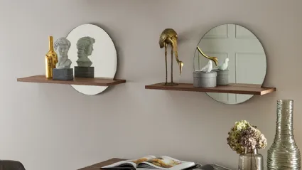 Mensola in legno con specchio rotondo Sunset di Tonin Casa