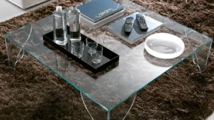 Tavolino quadrato Sipario in vetro di Ponti Terenghi