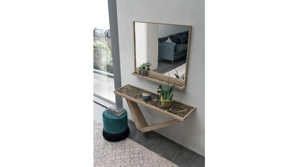 Specchio Kira con cornice in laminato effetto legno di Target Point
