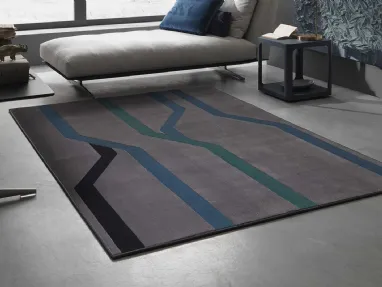 Tappeto moderno grigio con strisce colorate Tube di Besana Moquette