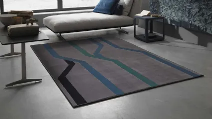 Tappeto moderno grigio con strisce colorate Tube di Besana Moquette