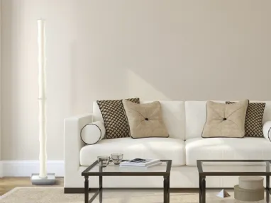 Lampada da terra Bambù in vetro satinato bianco di Cattaneo