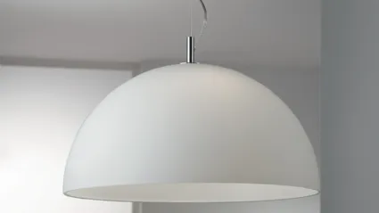 Lampada Cloud moderna a sospensione in vetro bianco dalla forma morbida di Cattaneo