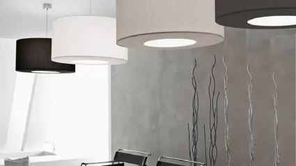 Lampada a Sospensione in tessuto bianco tortora o nero di Adriani e Rossi