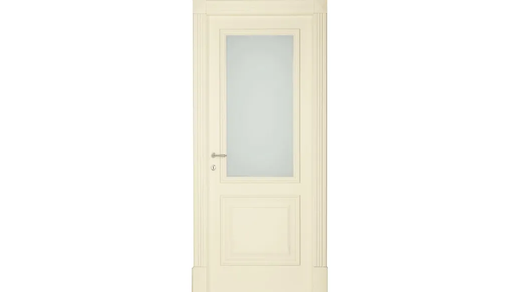 Porta per interni Boheme battente in laccato Bianco antico con vetro di Effebiquattro