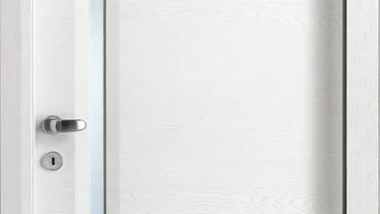 Porta battente moderna in legno laccato e vetro Evoluce Effebiquattro