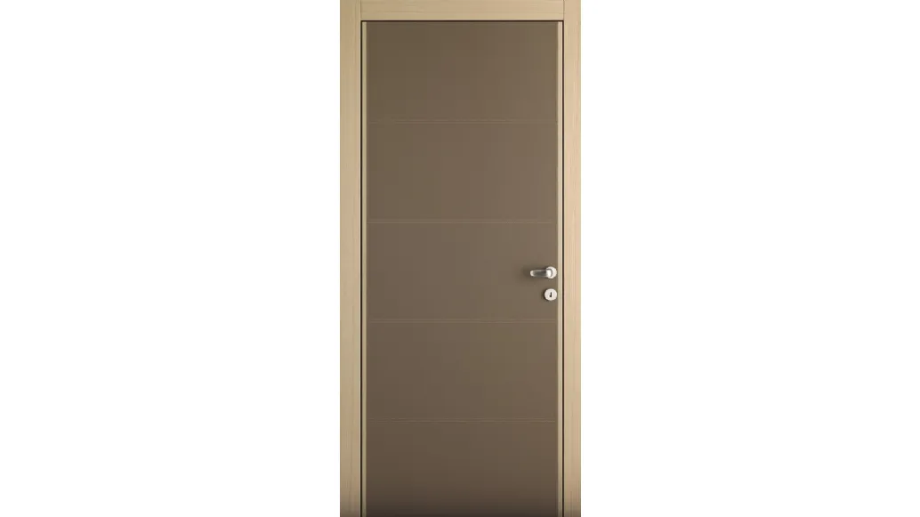 Porta per interni Mood Duo battente in Rovere Biscotto e Ecopelle di Effebiquattro