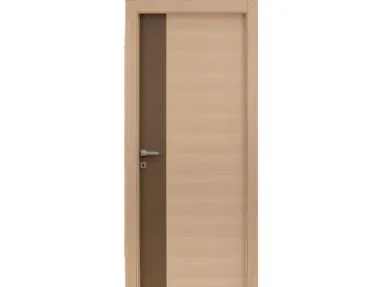 Porta per interni Mood Duo Slim battente in Rovere Biscotto e Ecopelle di Effebiquattro