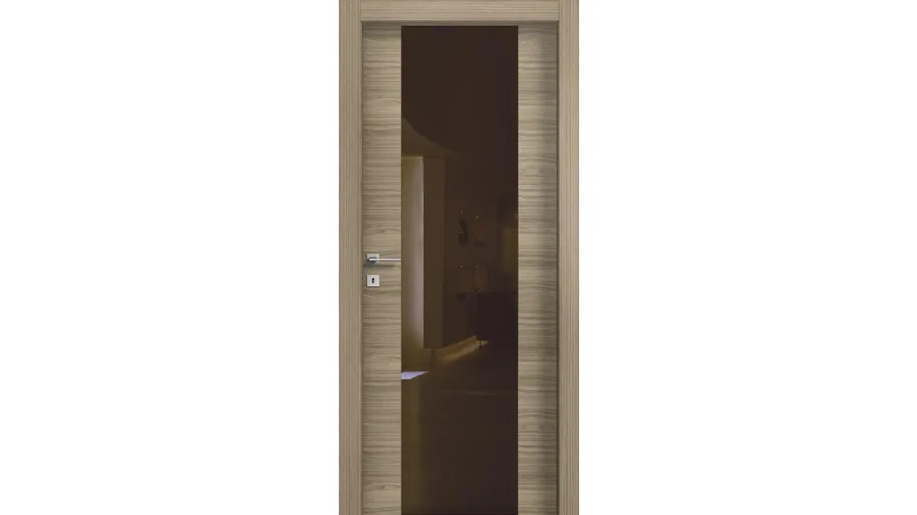 Porta per interni Newport Iris battente in legno Nocciola con specchio marrone di Effebiquattro