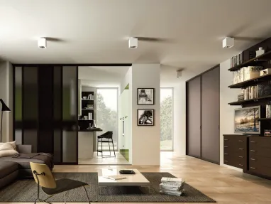 Porta scorrevole per interni Floor Oval 34 in vetro con telaio in alluminio di Zemma