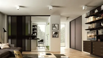 Porta scorrevole per interni Floor Oval 34 in vetro con telaio in alluminio di Zemma