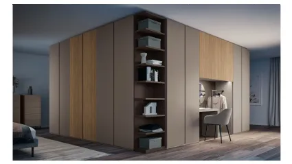 Armadio Ardecò Omega Cognac in laccato opaco e Rovere di Spagnol Mobili