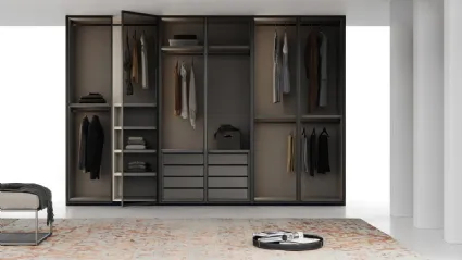 Armadio con anta battente in vetro con profilo in alluminio Linear di Fimar