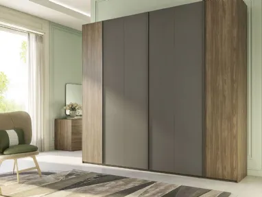 Armadio con ante battenti Quadro Steel finitura noce e grey di S75