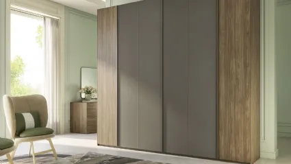 Armadio con ante battenti Quadro Steel finitura noce e grey di S75