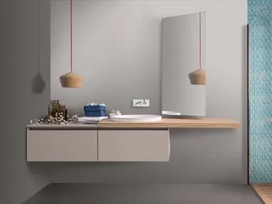 Mobile da Bagno sospeso in melaminico con top in rovere 45 10 di Birex