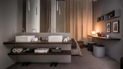 Mobile da Bagno sospeso in rovere termotrattato e laccato opaco 45 14 di Birex