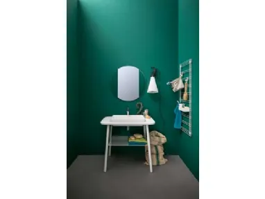Mobile bagno da appoggio in laccato bianco opaco e top in mineral marmo Acqua e Sapone 01 di Birex