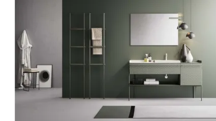 Mobile da Bagno in laccato Roccia opaco con serigrafia ad esagoni Industrial 03 Gray Forest di Ardeco