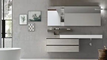 Mobile da Bagno sospeso Start Play 05 in melaminico Trama Grigio di Ardeco