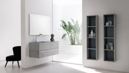 Mobile da Bagno sospeso in beton nobilitato con piano e lavabo in HPL B201 BD020 di Compab