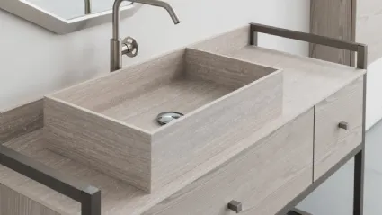 Mobile Bagno da appoggio in nobilitato effetto legno con piano e lavabo in HPL B201 BD022 di Compab