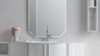 Mobile da Bagno sospeso in laccato bianco lucido B201 BD028 di Compab