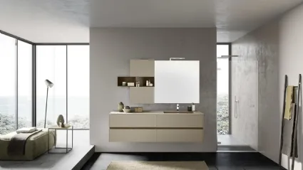 Mobile da Bagno sospeso M2 System C202 in laminato Castoro Ottawa di Baxar