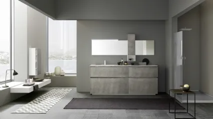 Mobile da Bagno sospeso M2 System C205 in laccato Metal Titanio di Baxar