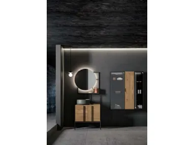 Mobile da Bagno a terra  in rovere e alluminio Sidero 09 di Birex