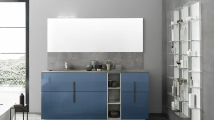 Mobile bagno da appoggio M System C012 in laccato lucido Blu Artico di Baxar