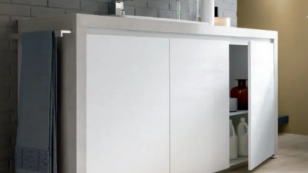 Mobile da lavanderia Laundry System C03 in laminato Rovere dogato Bianco di Baxar