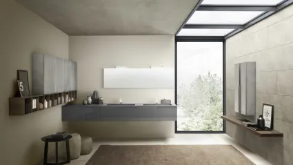 Mobile bagno sospeso M1 System C105 in laccato lucido Grigio Grafite di Baxar