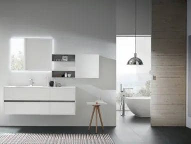 Mobile da Bagno sospeso C207 in laccato Bianco opaco di Baxar