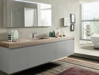 Mobile da Bagno sospeso M2 System C213 in laccato Grigio Luce opaco di Baxar