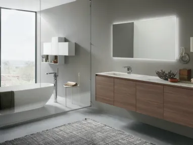 Mobile da Bagno sospeso M2 System C218 in melaminico Eucalipto Sablè Canaletto di Baxar