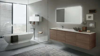 Mobile da Bagno sospeso M2 System C218 in melaminico Eucalipto Sablè Canaletto di Baxar