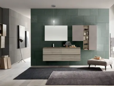 Mobile da Bagno sospeso M2 System C220 in melaminico Rovere Dogato Grigio di Baxar