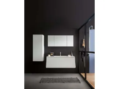 Mobile da Bagno sospeso in laccato bianco opaco e top in Corian Campus 04 di Birex