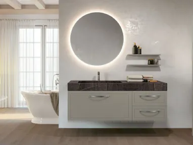 Mobile da Bagno sospeso in laccato grigio seta e top in HPL composizione Classic 01 di Licor Design