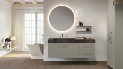 Mobile da Bagno sospeso in laccato grigio seta e top in HPL composizione Classic 01 di Licor Design