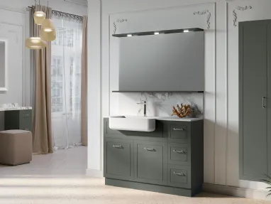 Mobile da Bagno a terra composizione Classic 02 in laccato grigio quarzo e top in HPL effetto marmo di Licor Design