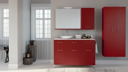 Mobile da Bagno a terra composizione Classic 03 in laccato opaco rosso bruno di Licor Design