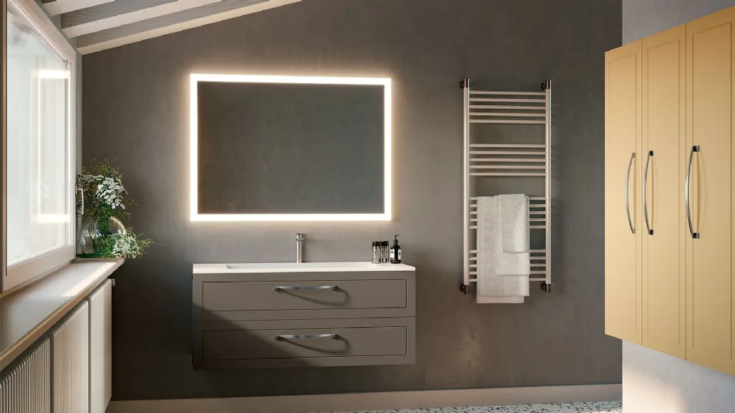 Mobile da Bagno sospeso in laccato grigio beige composizione Classic 06 di Licor Design